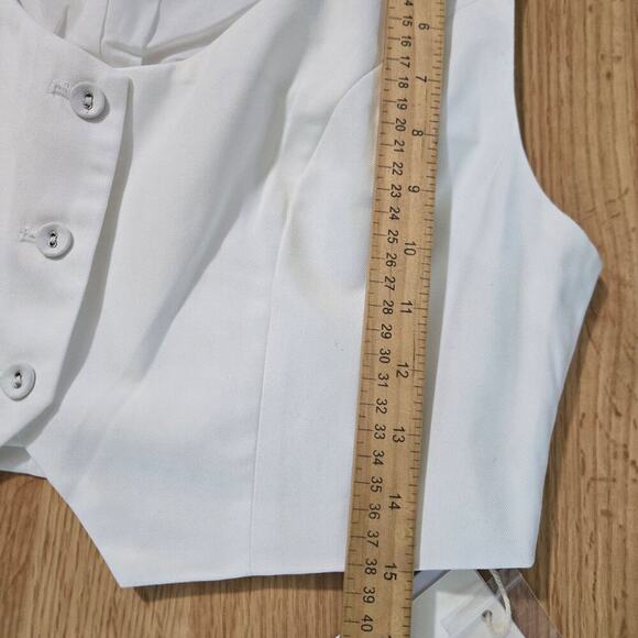 NWT Commense Womens 2-Piece Set L White Vest & Wide-Leg Pants Asymmetrical Front - Picture 9 of 12